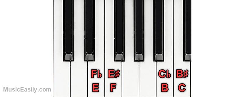 Enharmonic Equivalents - White Keys - Piano