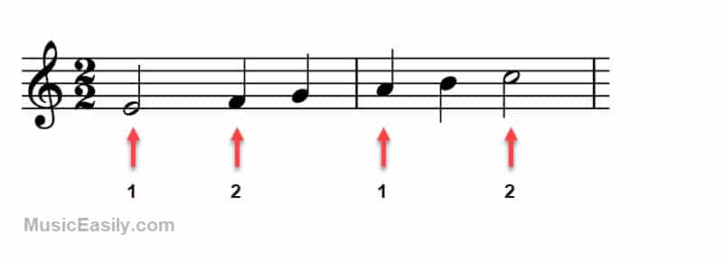 2/2 Time Signature - Half and Quarter Notes